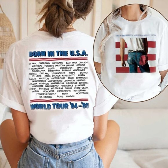 Bruce Springsteen Born in the USA World Tour '84-'85 2 Sided T-Shirt - Picture 1 of 1